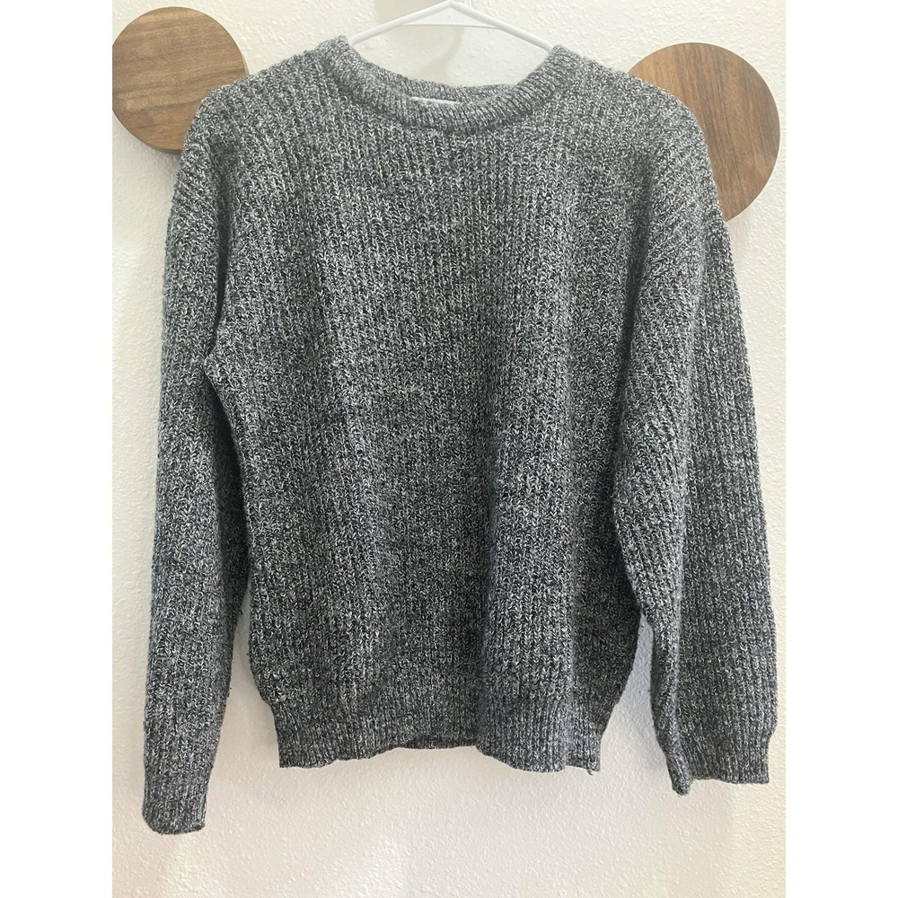 Vintage Yarn Spinners Women's Knit Sweater‎ Medium Gray Preppy Dark Academia USA